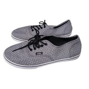 [H287] Vans Gray White Polka Dots Canvas Slim Skate Shoes Sneakers